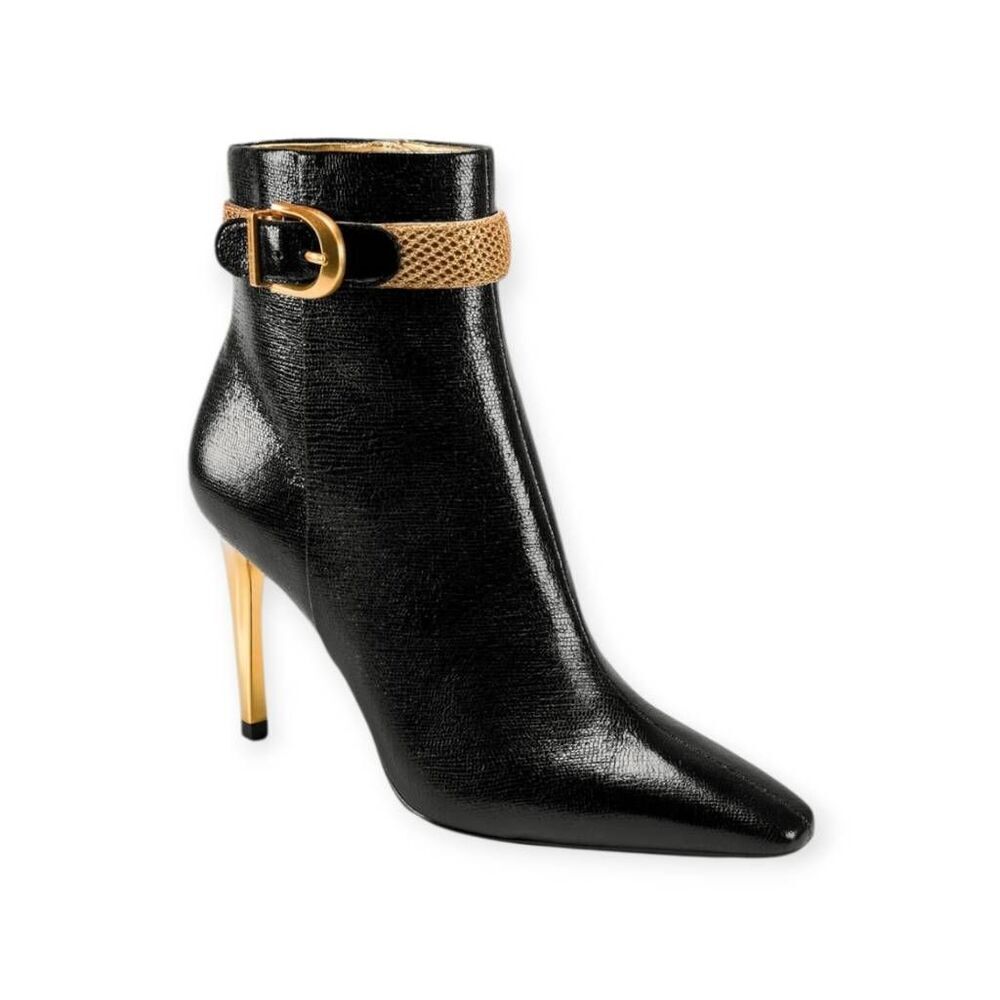 Donna karan Sylvia Black &‎ Gold stiletto  Bootie
